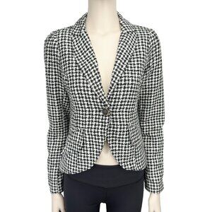 AUTRES FILLES ANTHRO Academia Houndstooth White Black One Button Soft Blazer S